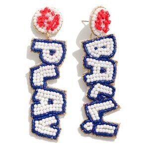 PLAY BALL BASEBALL THEME BEADED EARRINGS